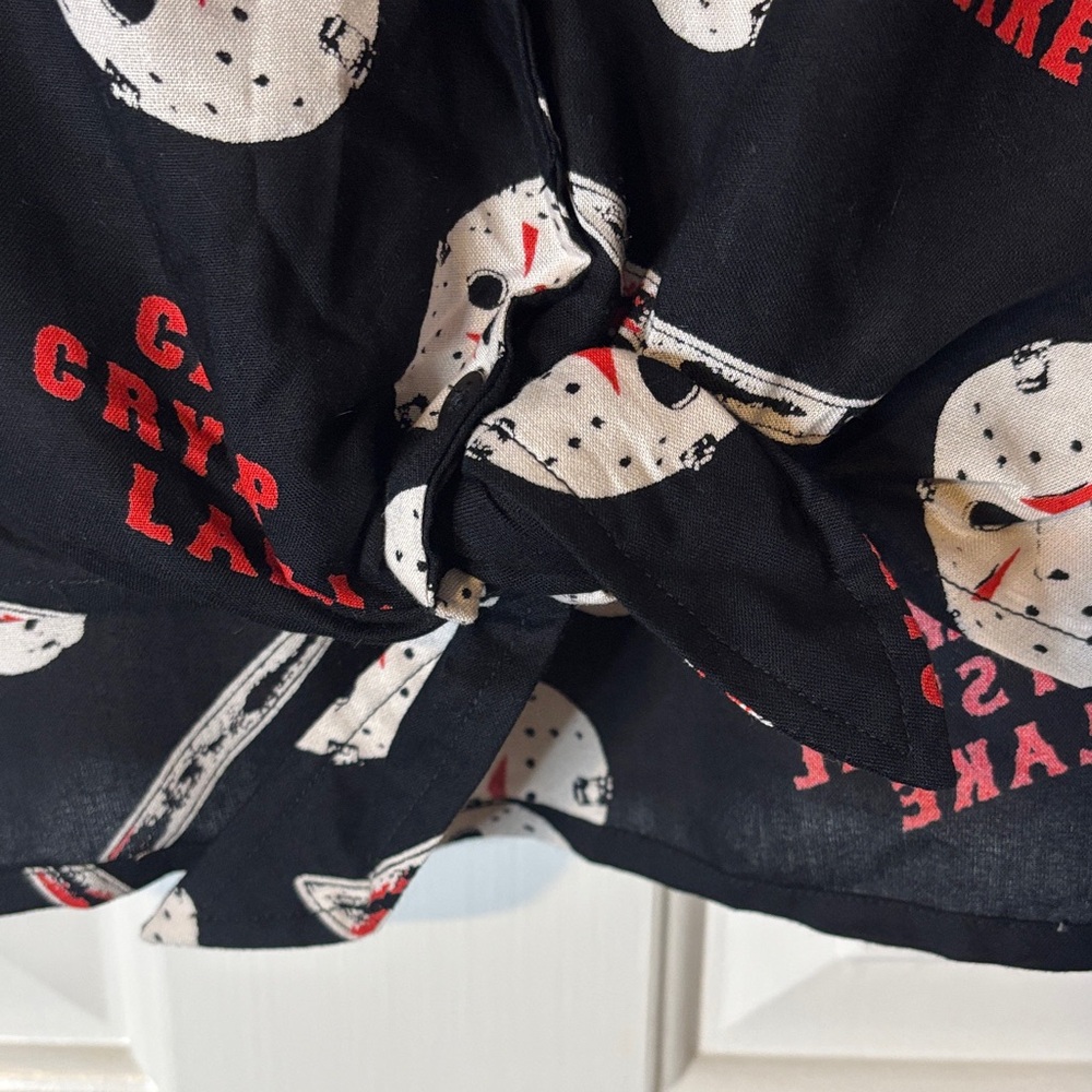 Bioworld Friday the 13th Black and Red Button Down Tie-Front Shirt - Picture 5 of 7